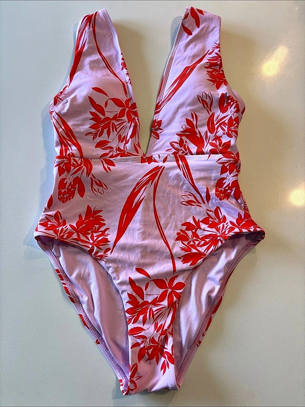 BCBGMAXAZRIA Floral One-Piece Swimsuit in Pink & Red Size 4